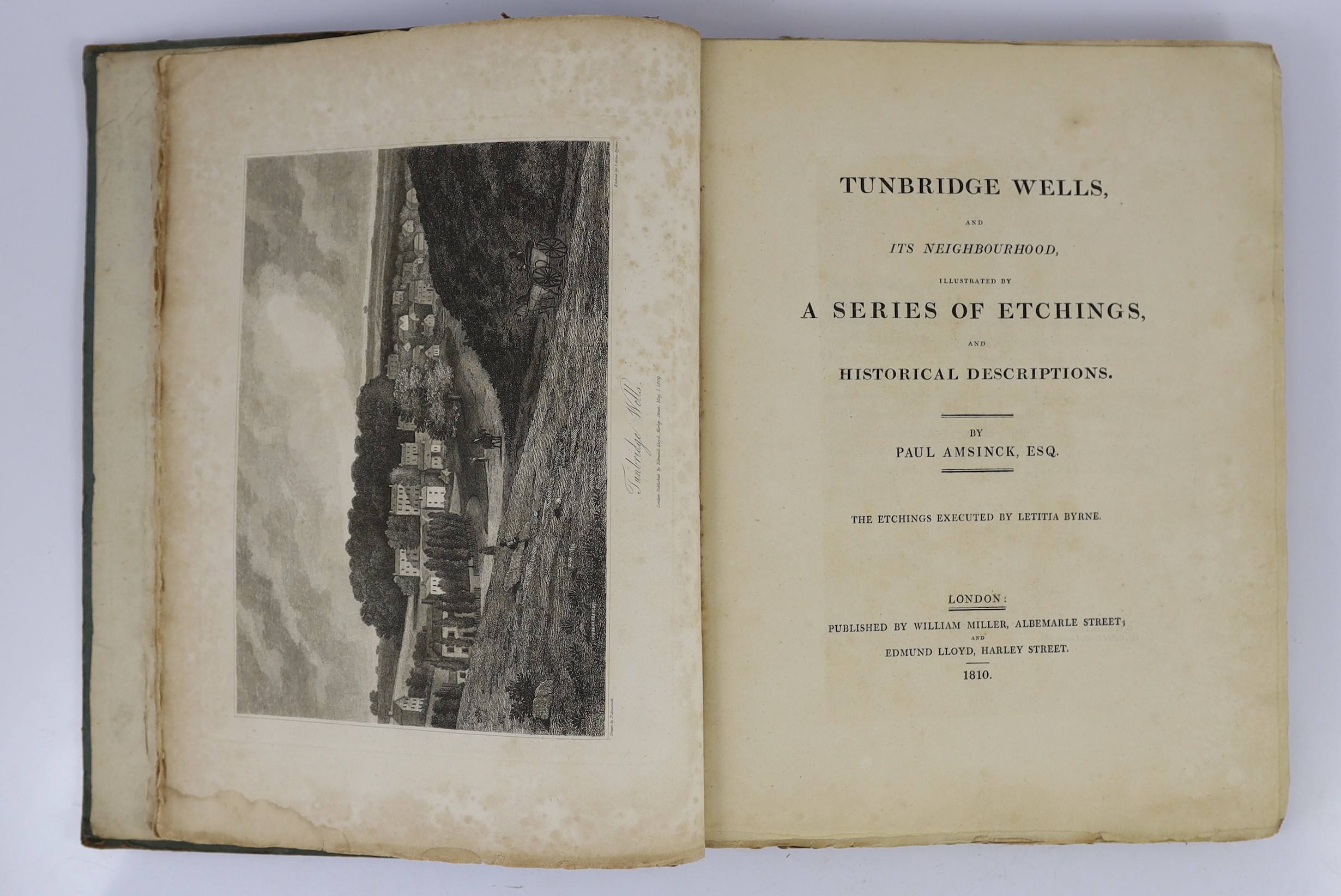 KENT, TUNBRIDGE WELLS: Amsinck, Paul - Tunbridge Wells, and Neighbourhood, illustrated by a series of etchings, and historical descriptions..... 31 plates and 12 text engravings, subscribers list, half title, original pa